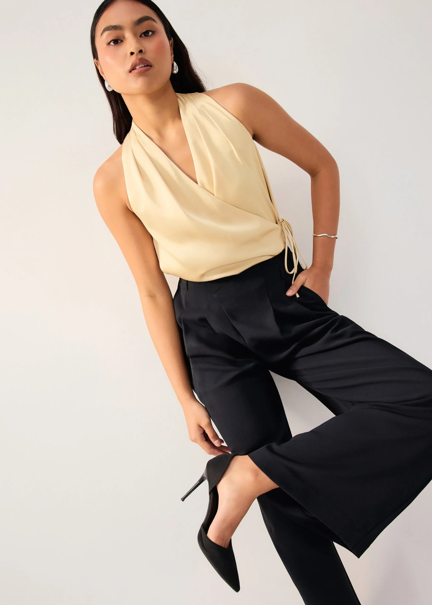 Front Wrap Satin Top - Image 2