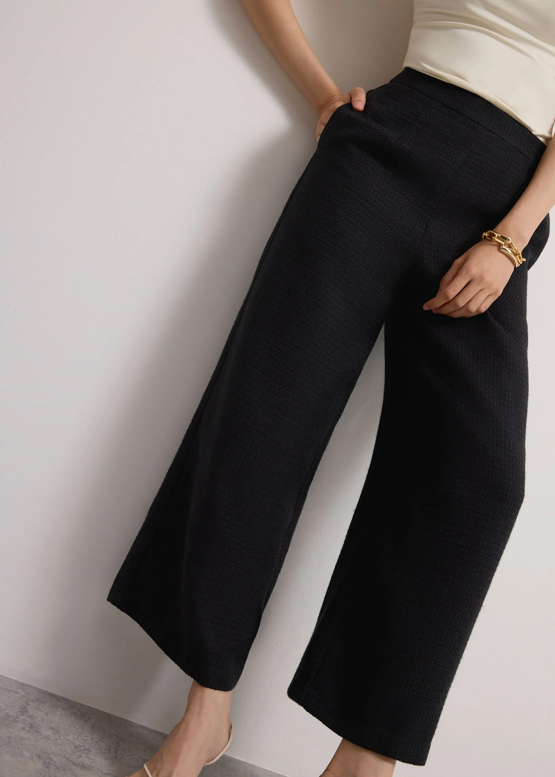Tweed High Waist Wide Leg Culottes - Image 2