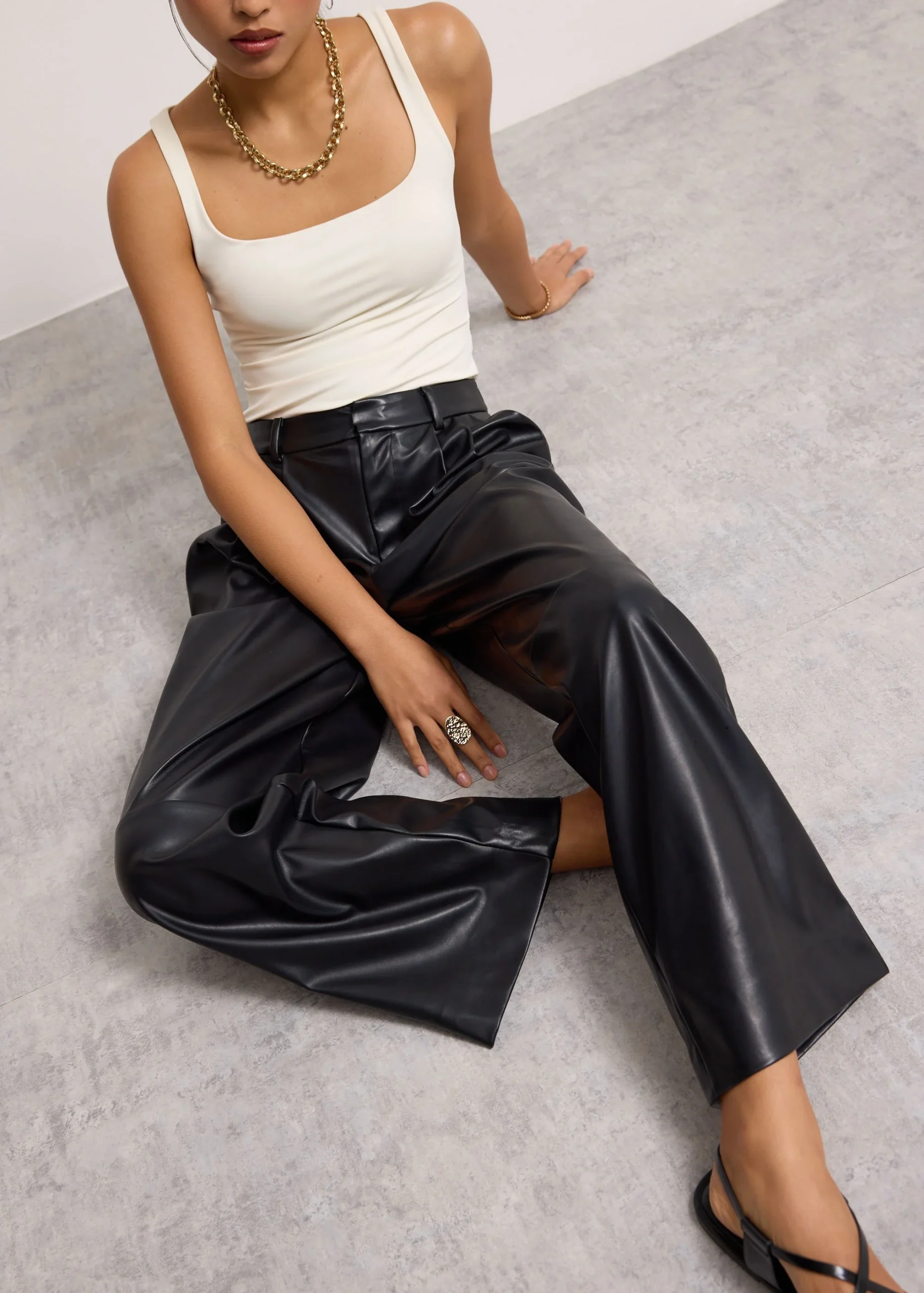 Leather Straight Leg Pants - Image 2