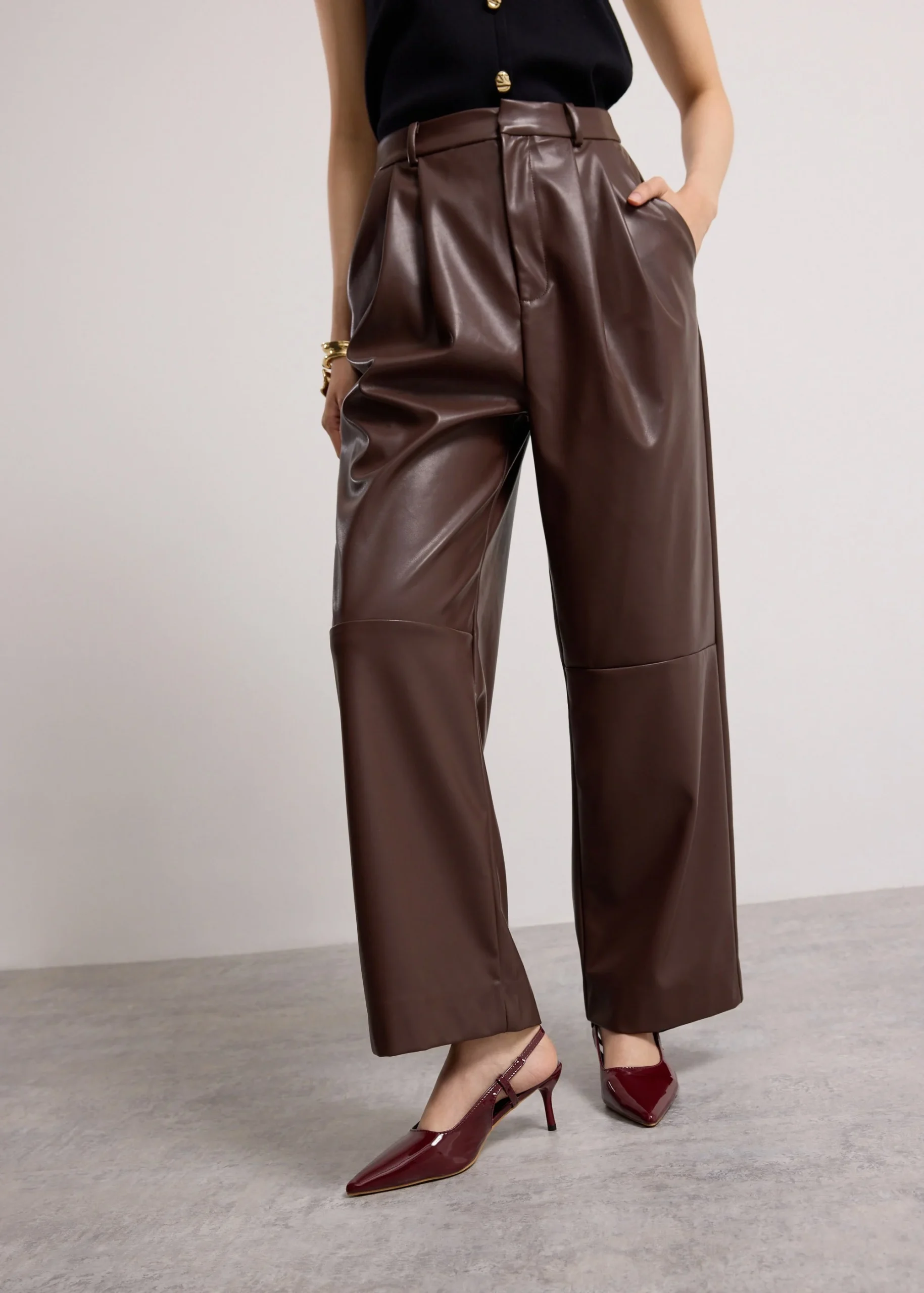 Leather Straight Leg Pants - Image 3