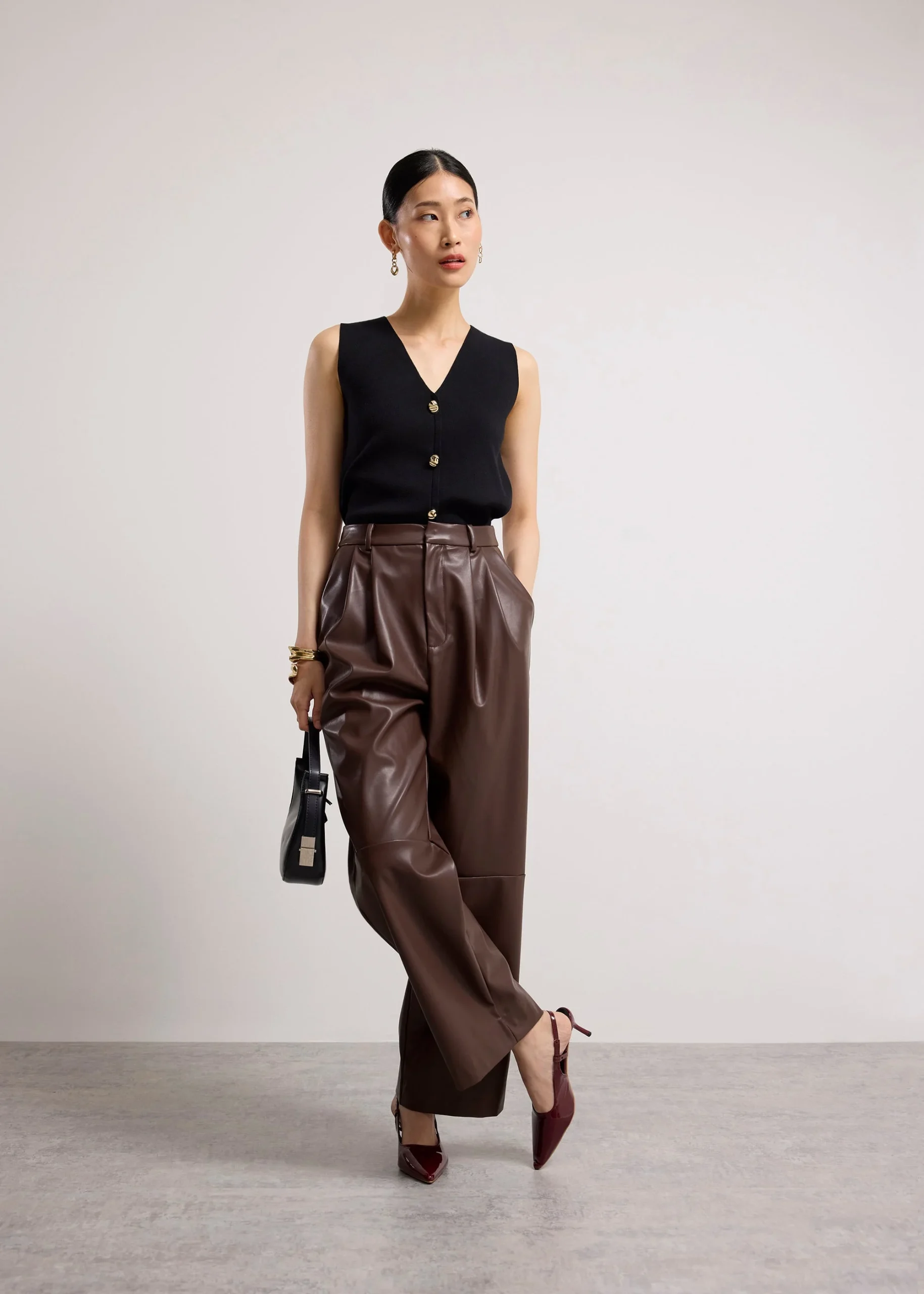 Leather Straight Leg Pants