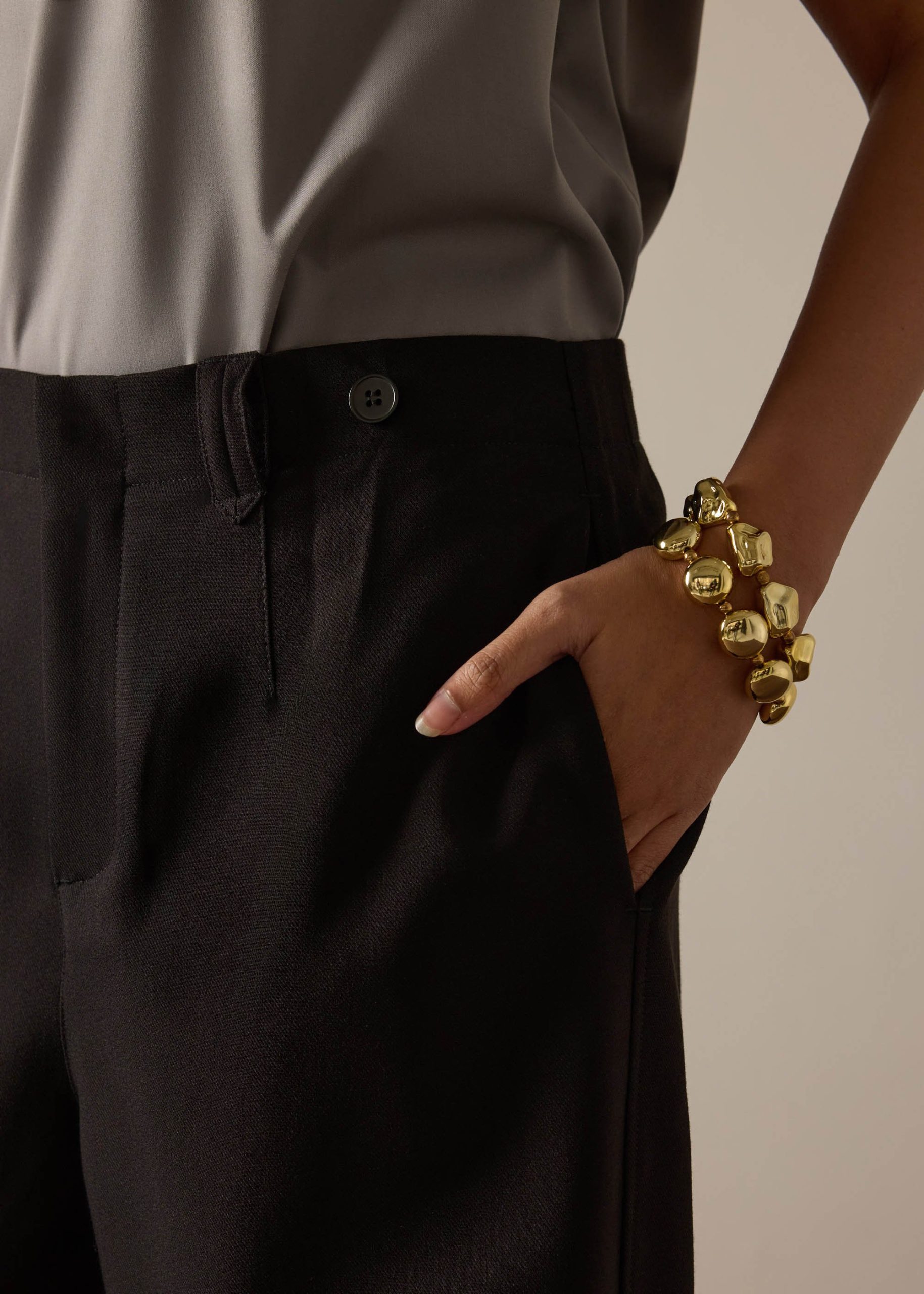Adjustable Waist Elastic Twill Barrel Pants - Image 3