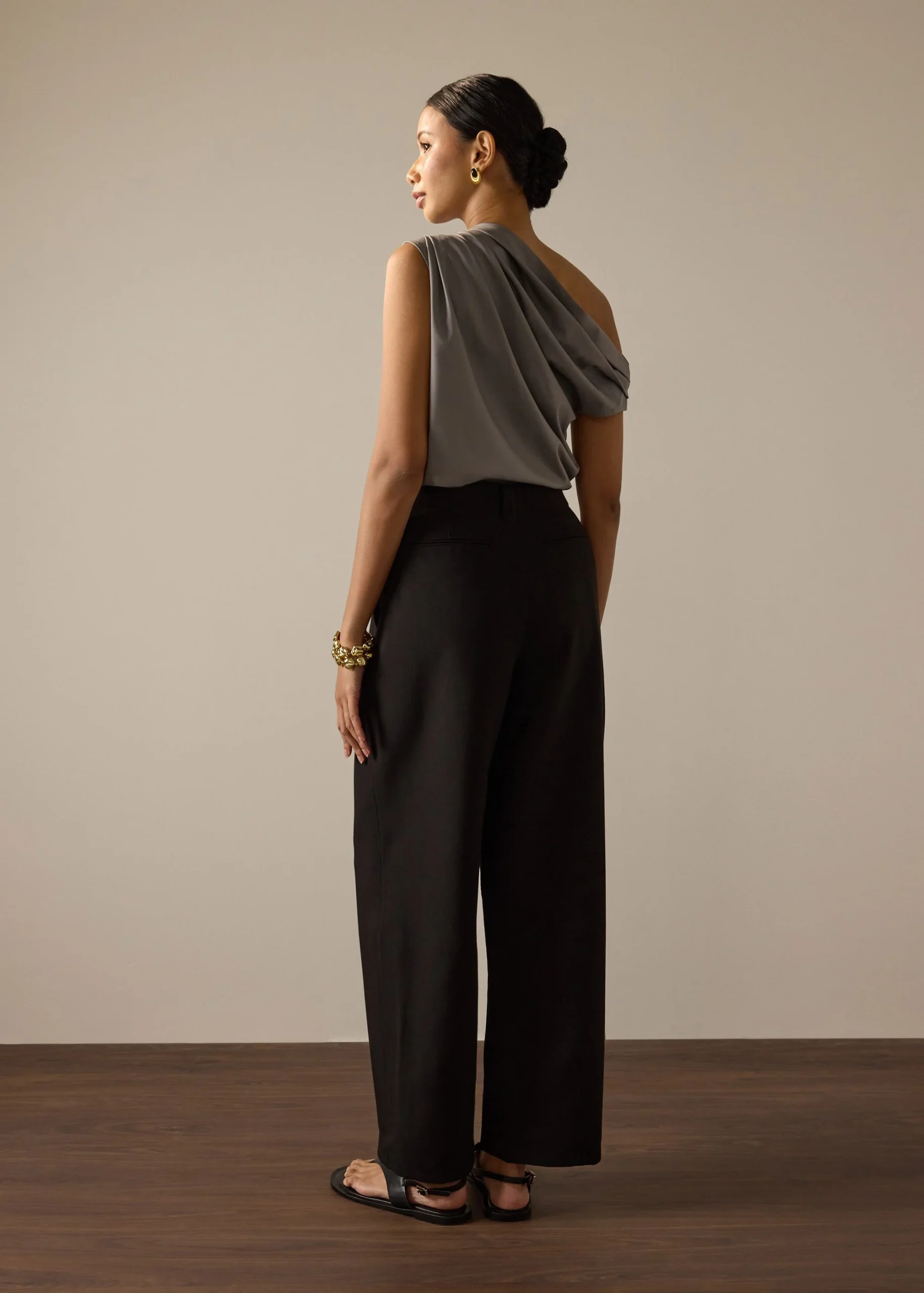 Adjustable Waist Elastic Twill Barrel Pants - Image 4