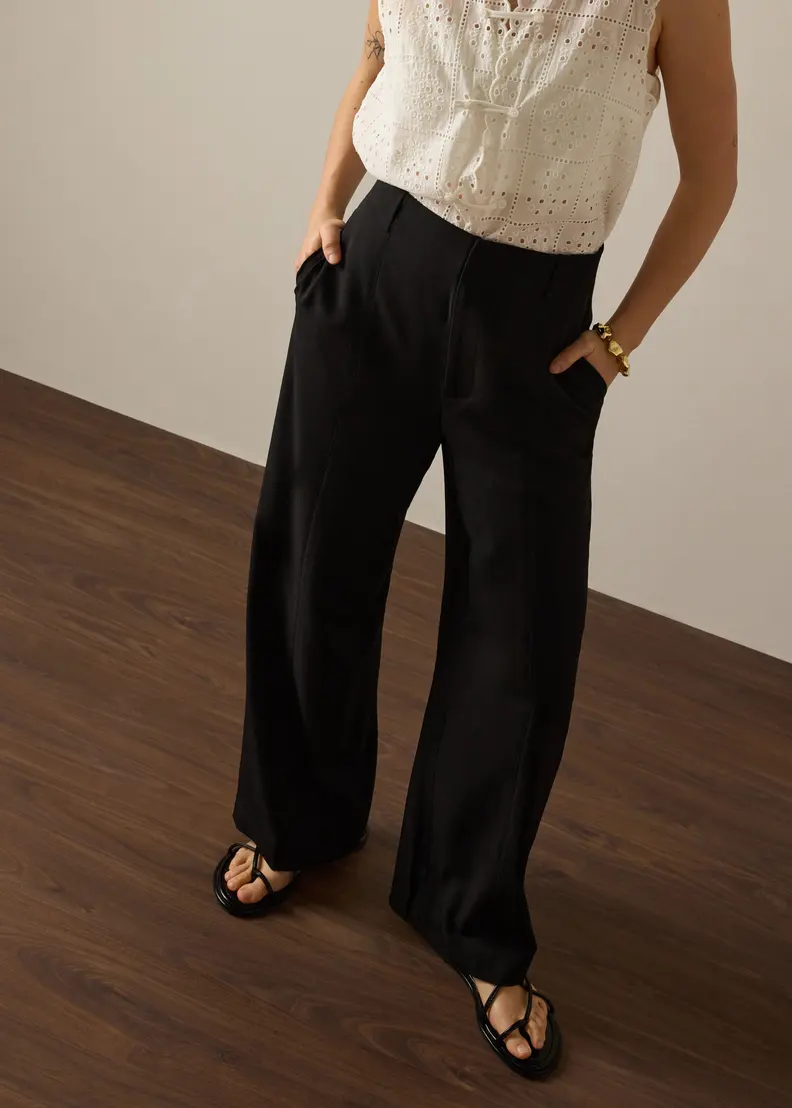 Adjustable Hem Elastic Melange Straight Leg Pants - Image 4