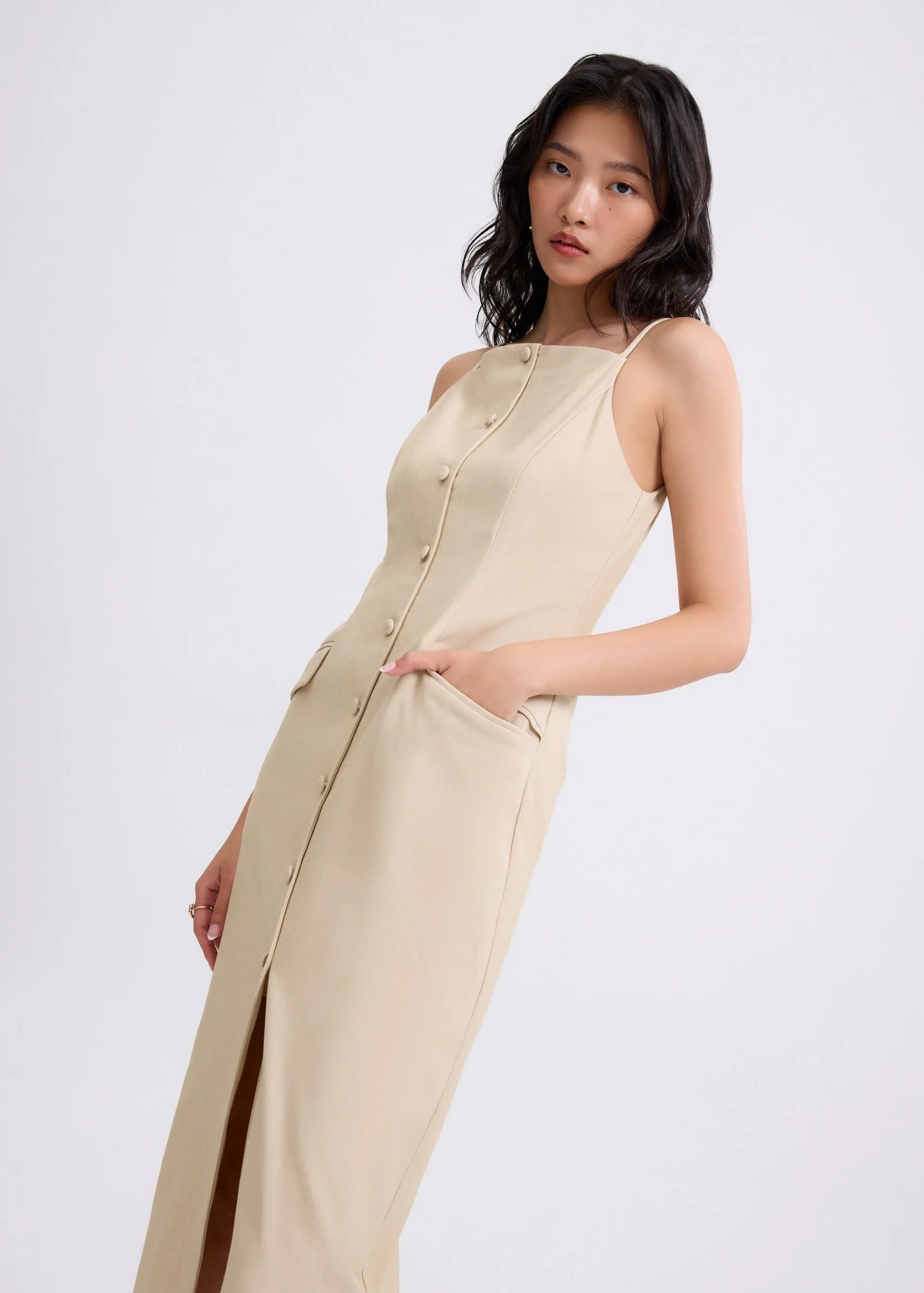 Straight Neck Column Midaxi Dress - Image 2