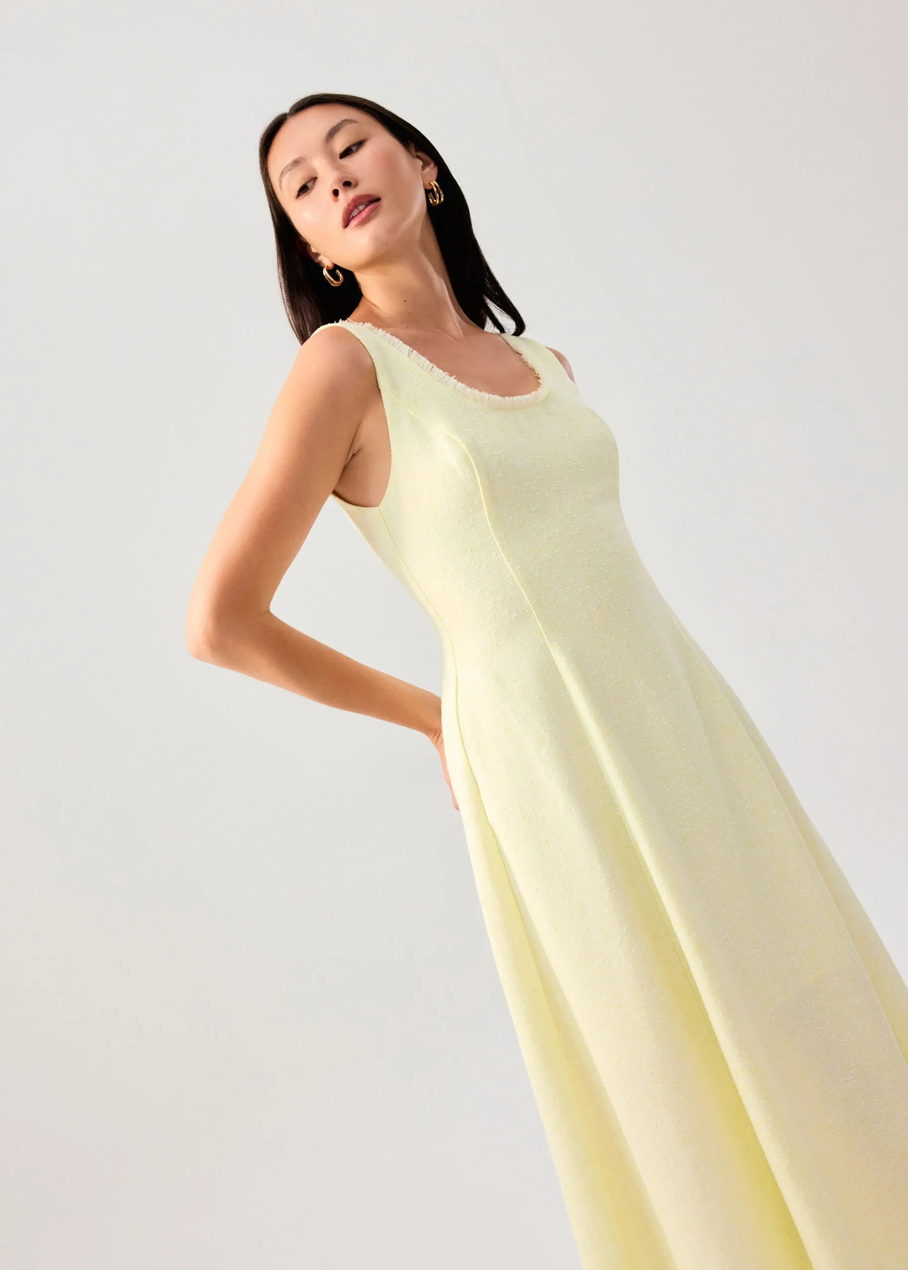 Tweed Scoop Neck Fit & Flare Midaxi Dress - Image 2