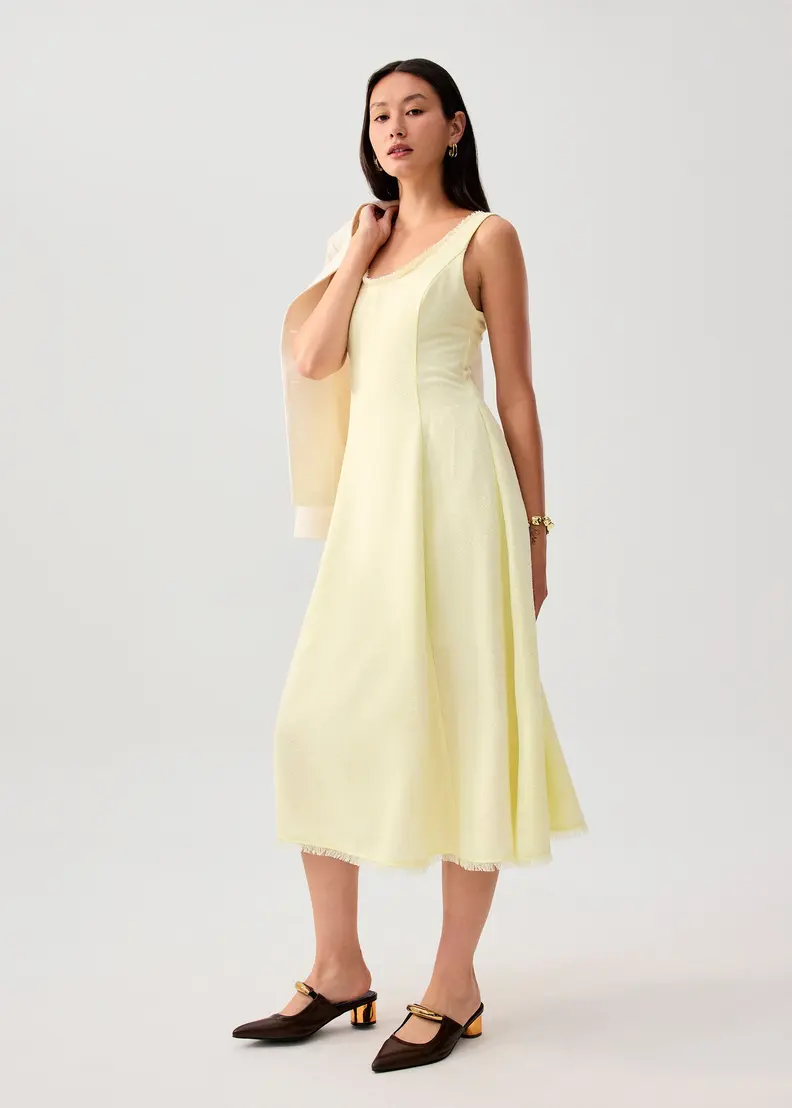 Tweed Scoop Neck Fit & Flare Midaxi Dress