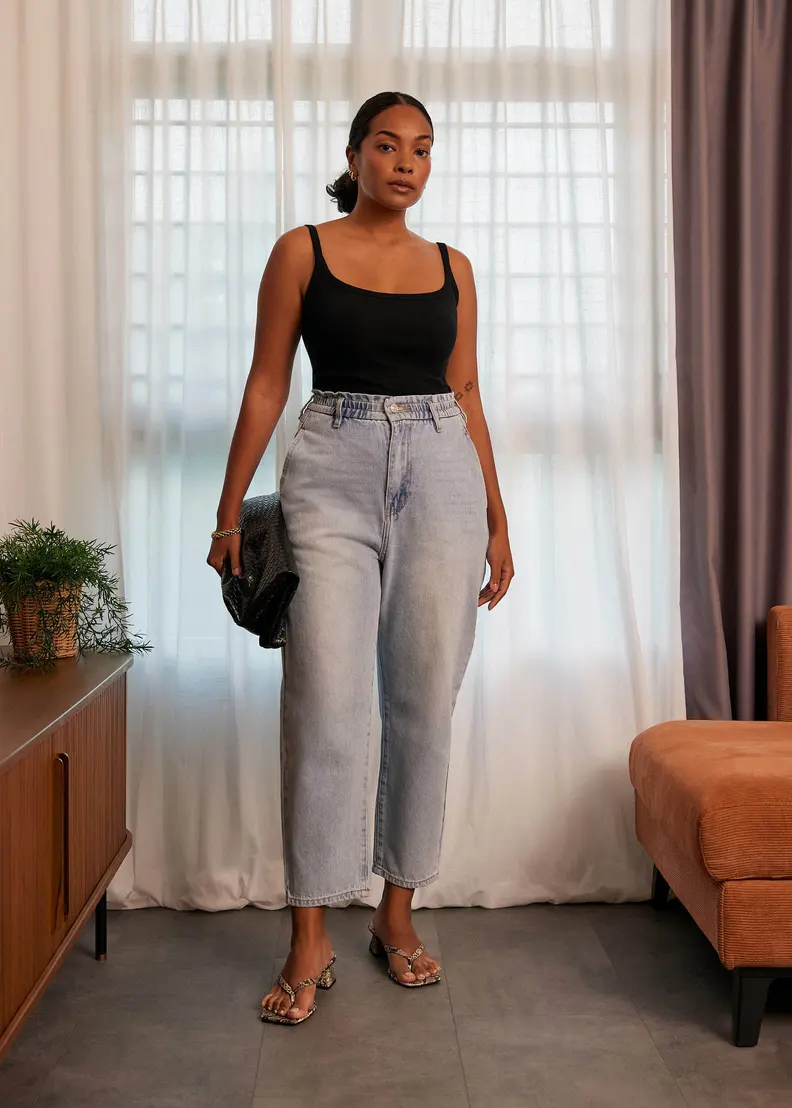 Elastic Paperbag Jeans