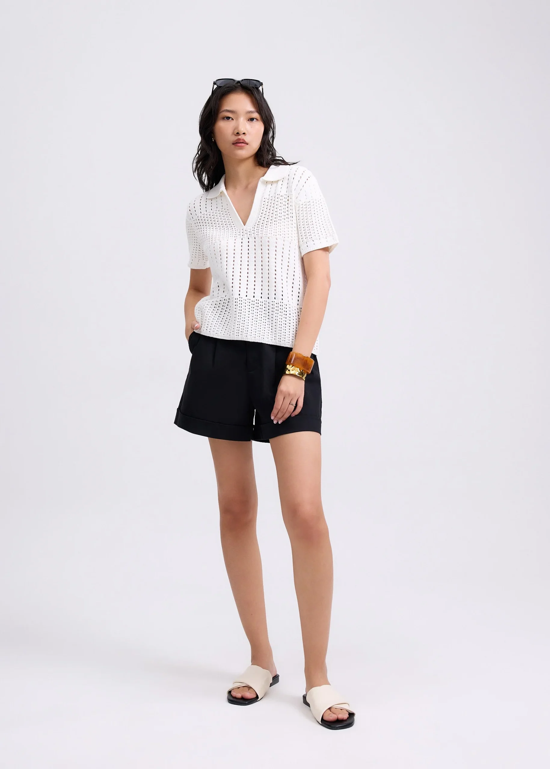 Elastic Cotton A-line Shorts - Image 2