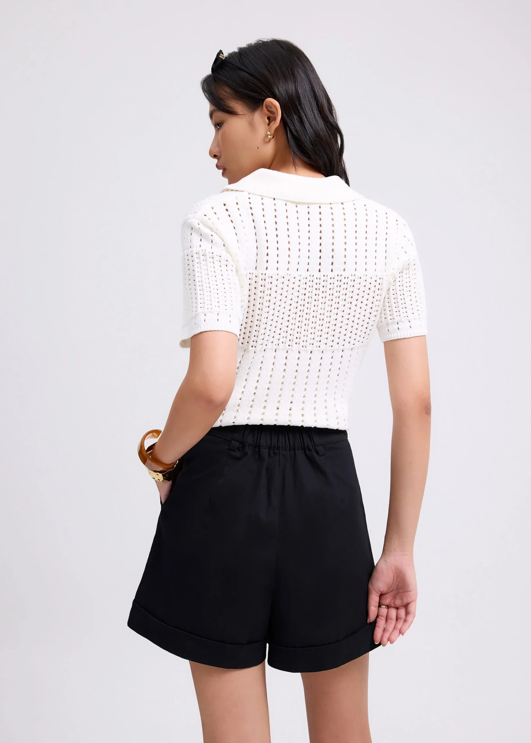Elastic Cotton A-line Shorts - Image 4