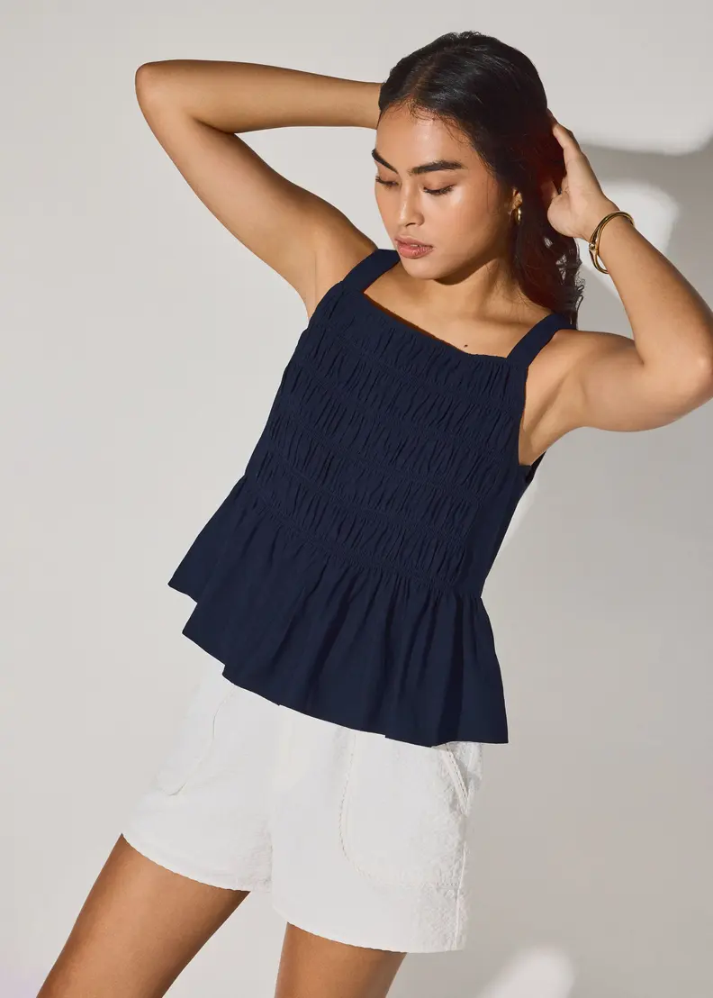 Square Neck Peplum Top