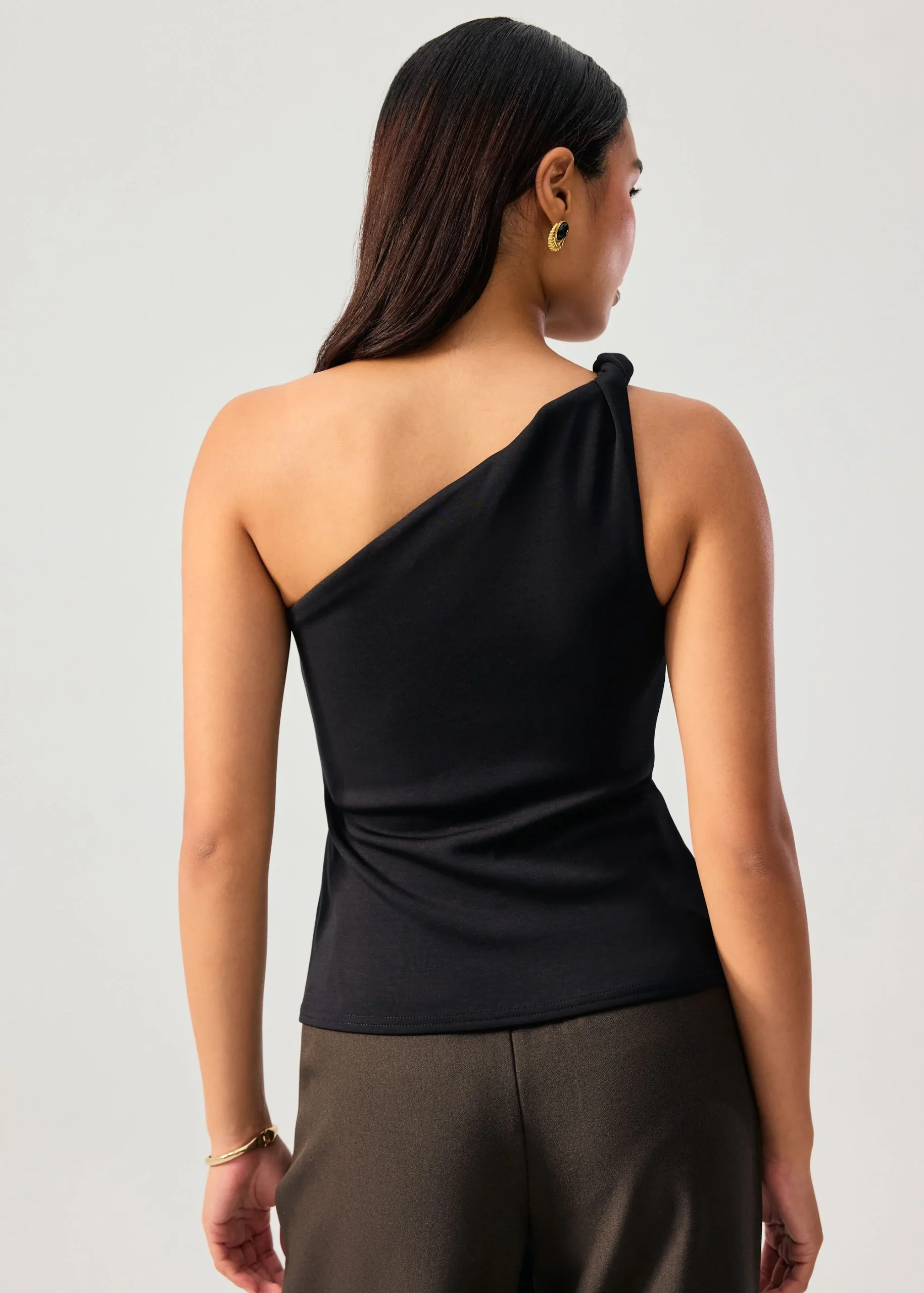 Tencel Shoulder Twist Toga Fitted Top - Image 3
