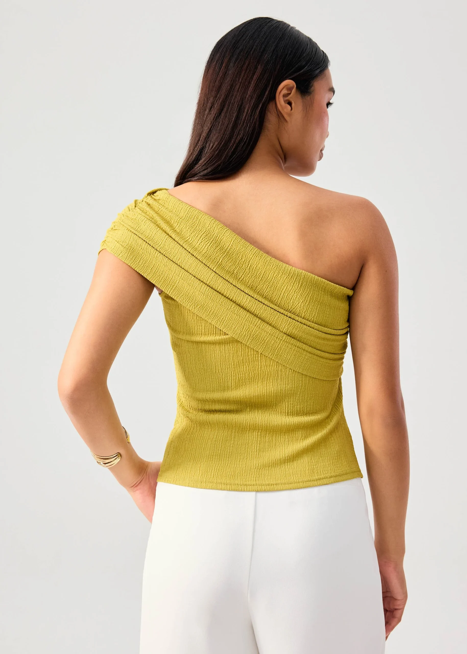 Crinkled Jersey Asymmetric Fitted Top - Image 3