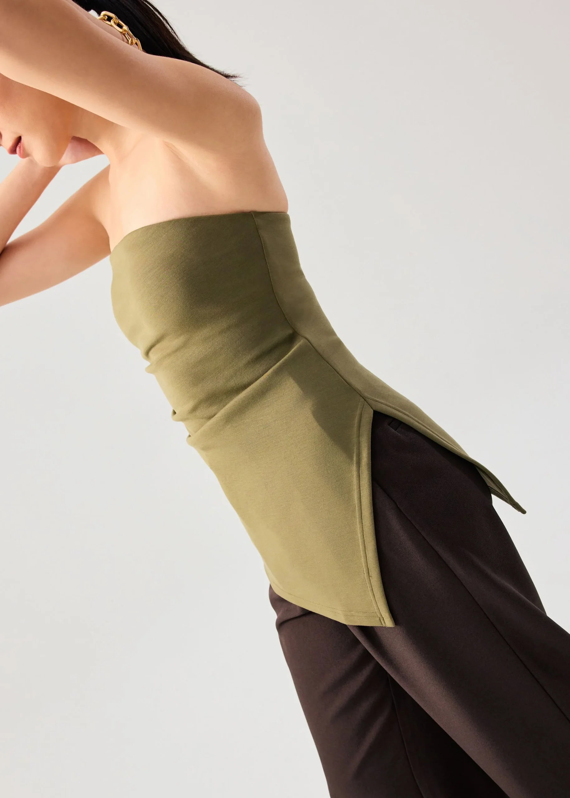 Tencel Asymmetric Hem Tube Top - Image 4