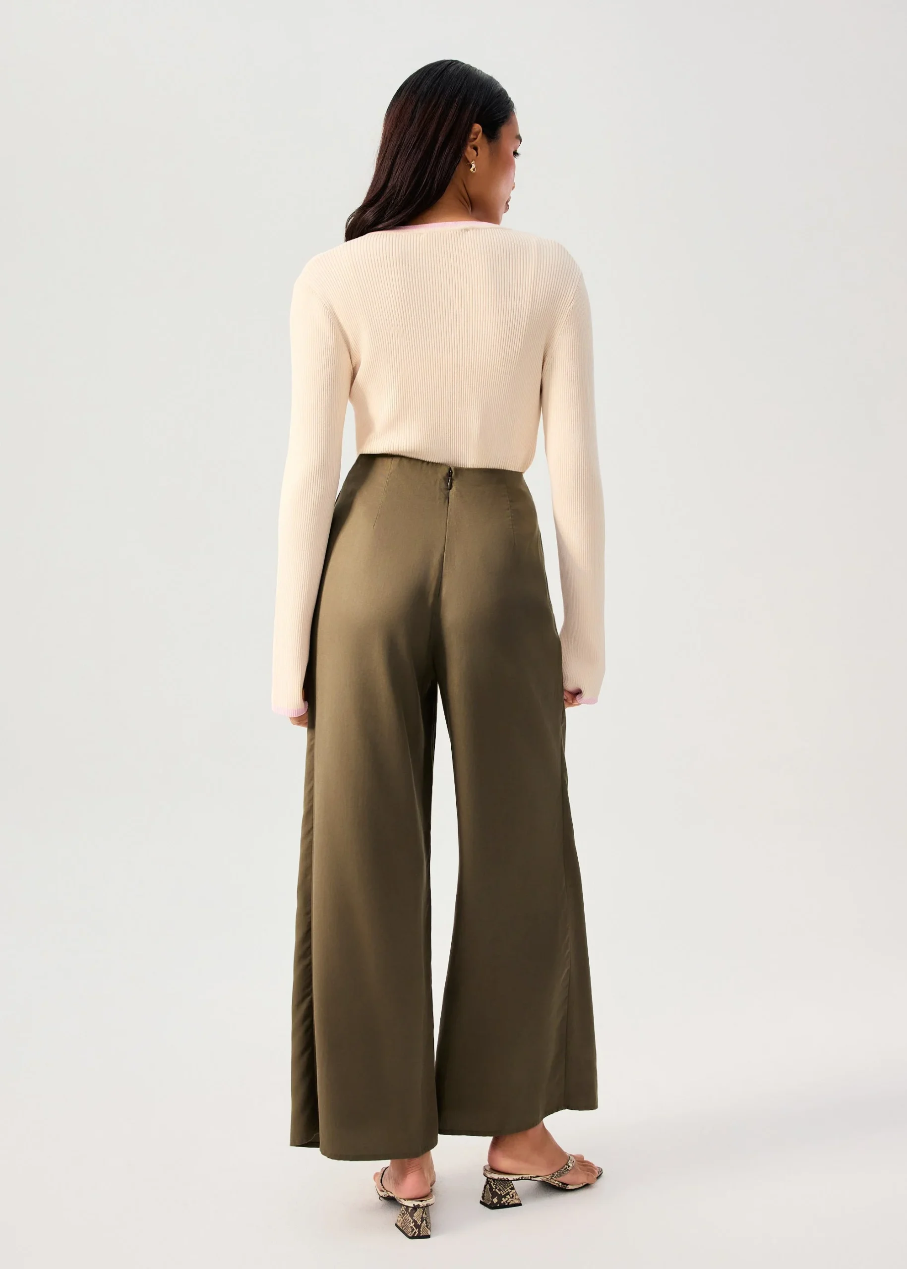 Front Twist Mid Waist Wide Leg Pants - Image 4