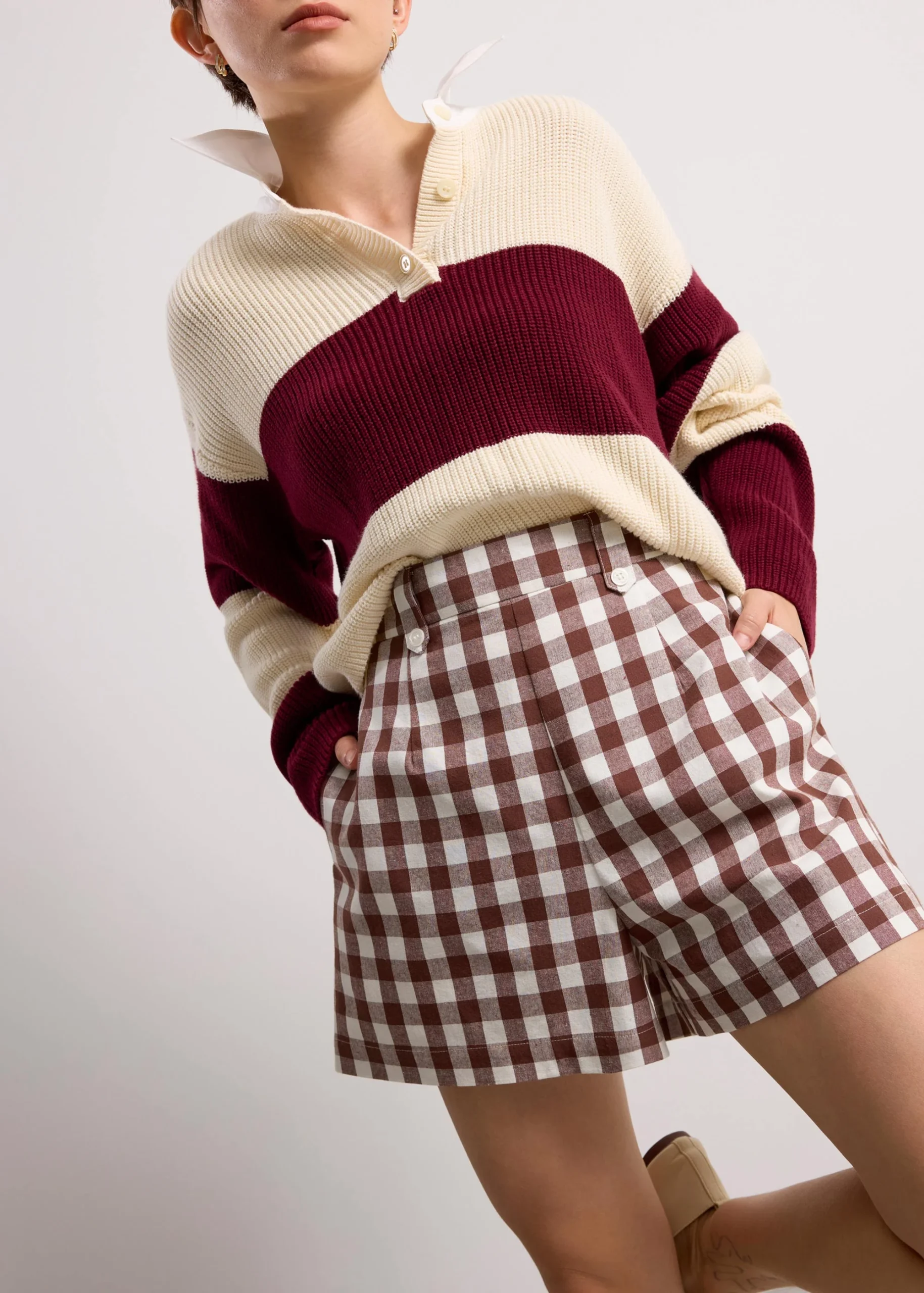 Cotton High Waist A-line Shorts
