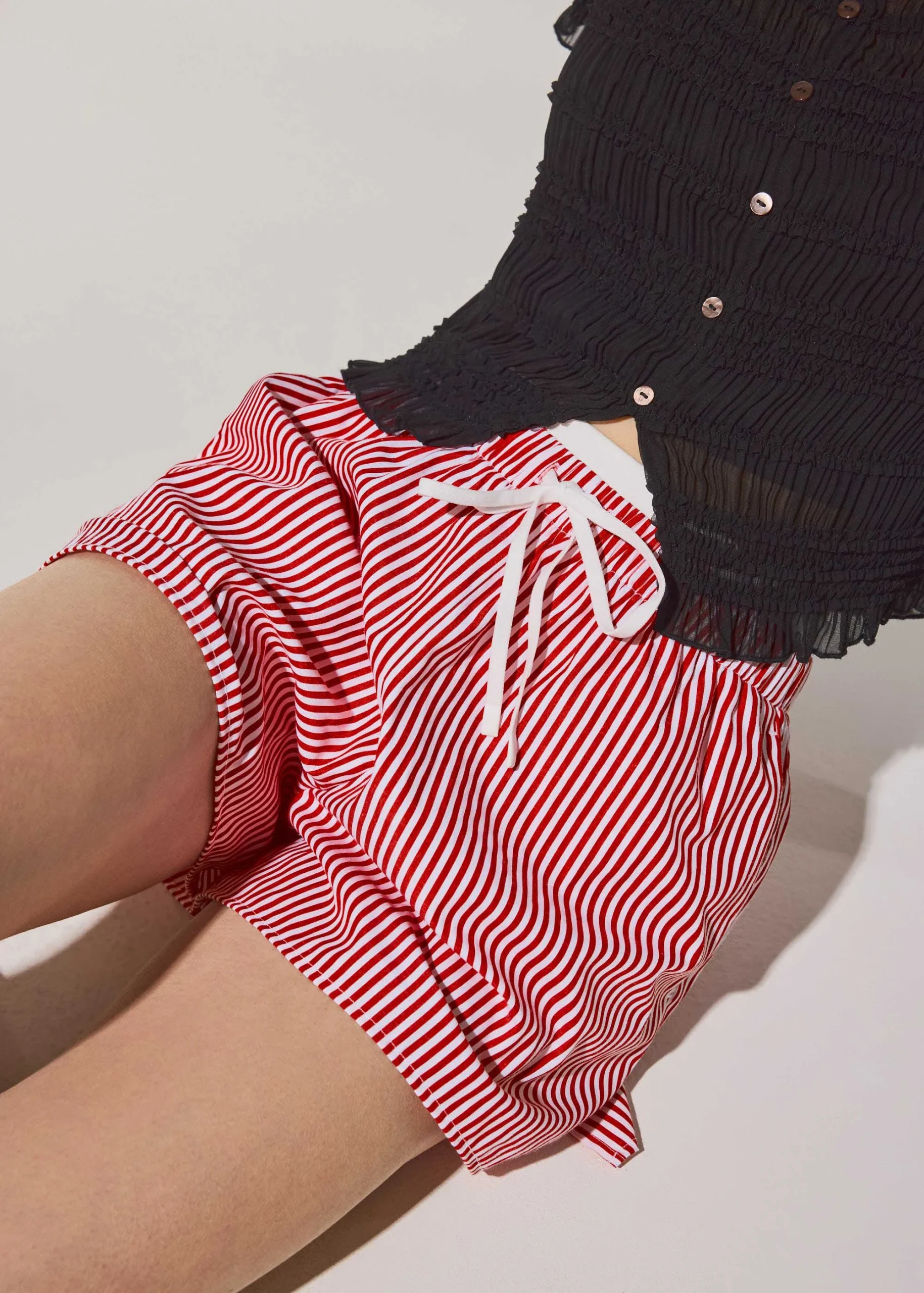 Striped Cotton A-line Shorts - Image 2