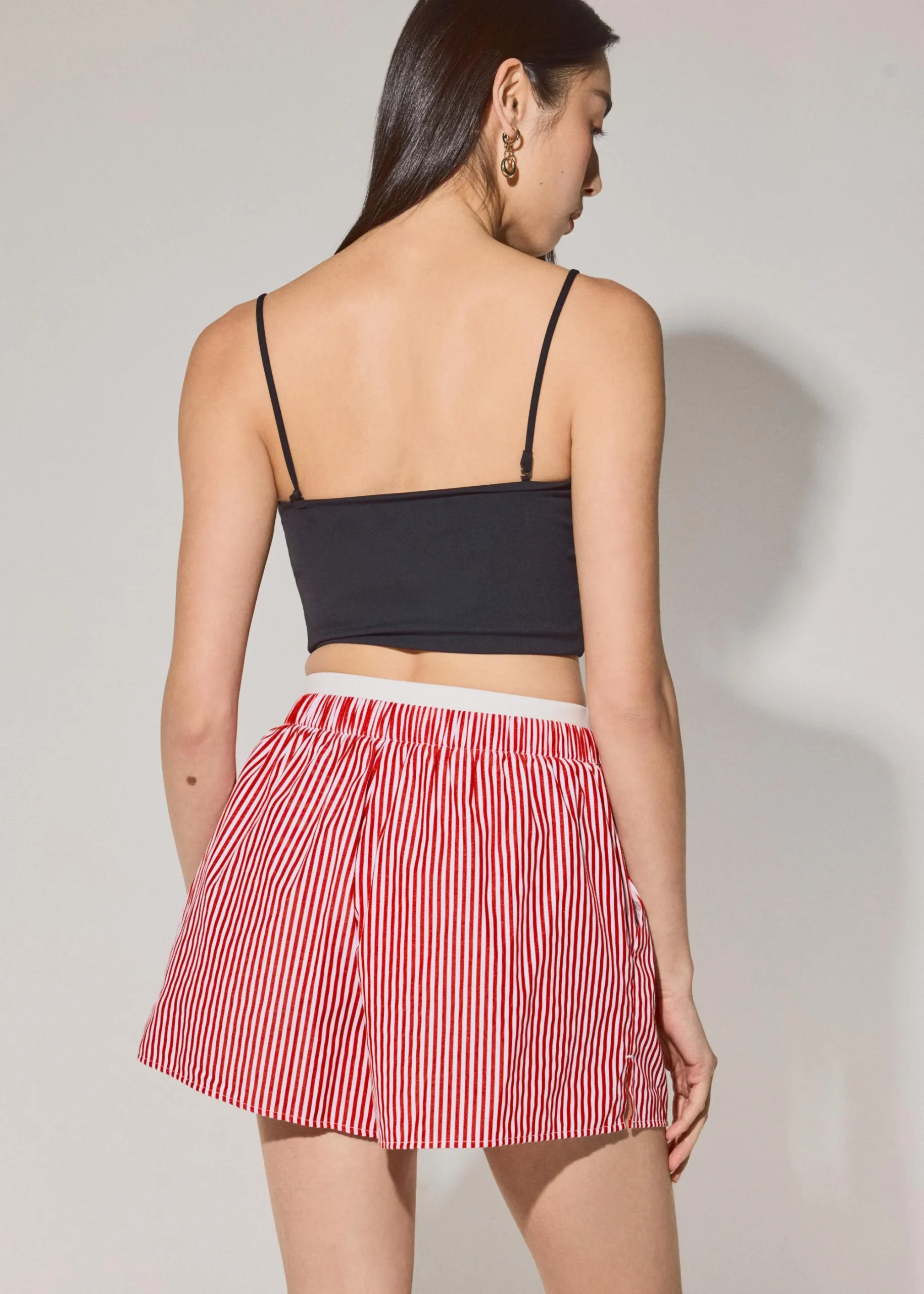 Striped Cotton A-line Shorts - Image 5