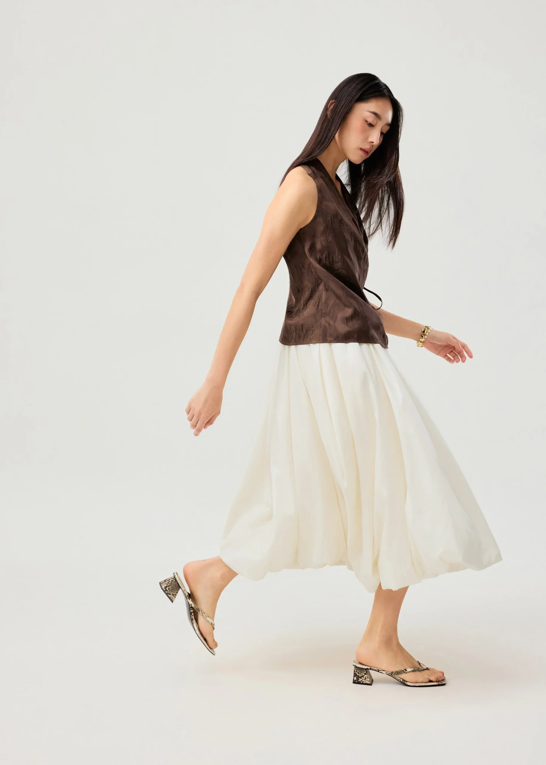 Mid Waist Bubble Midaxi Skirt - Image 2