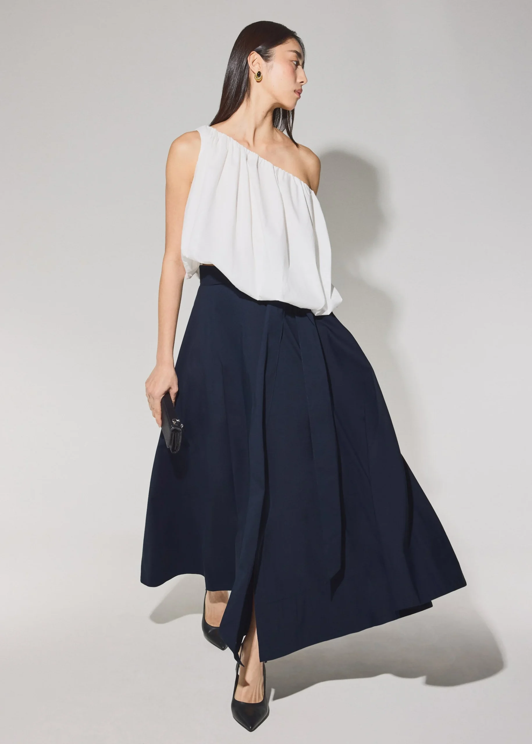 Cotton Side Tie Flare Floor Length Skirt - Image 2