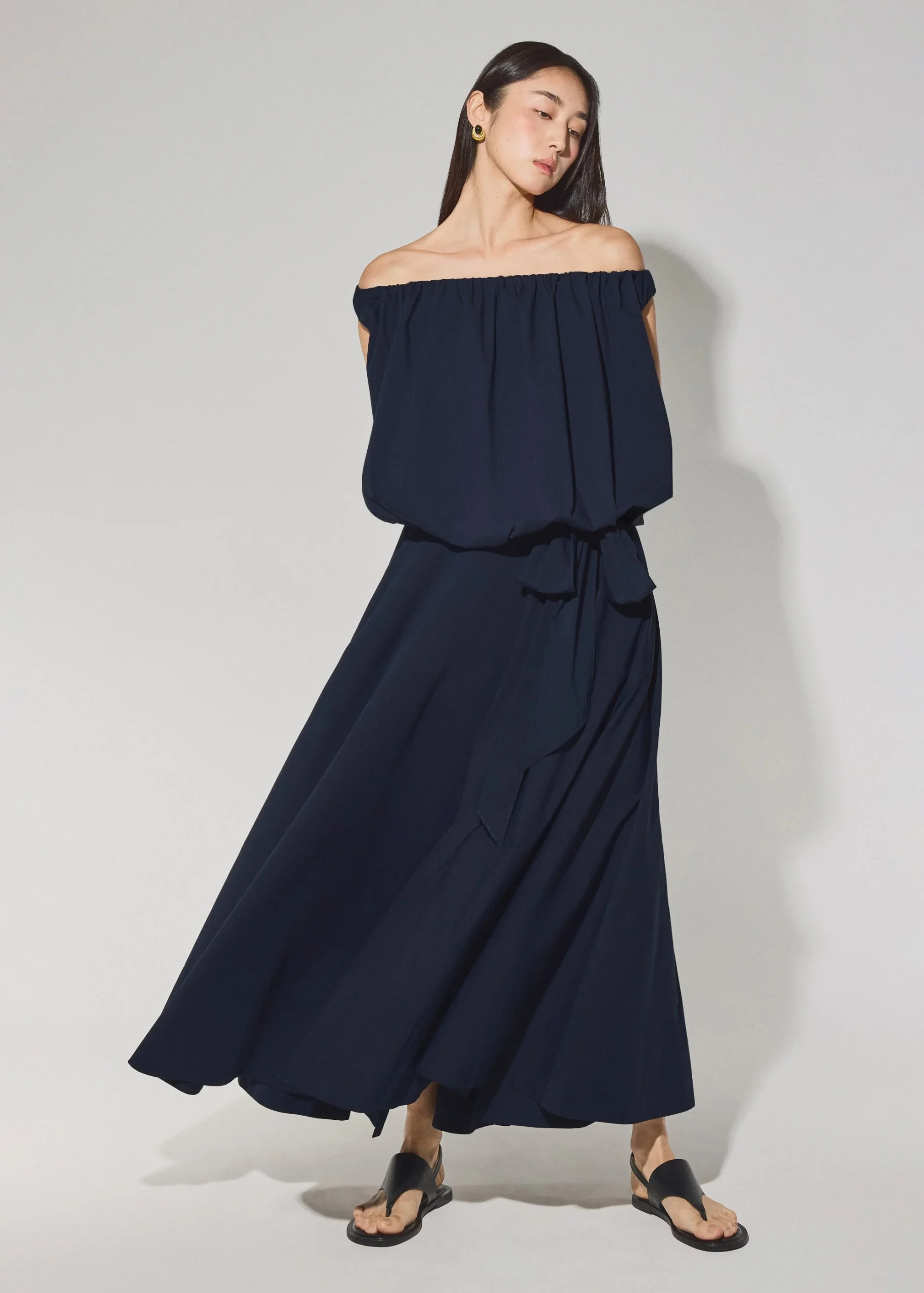 Cotton Side Tie Flare Floor Length Skirt - Image 3