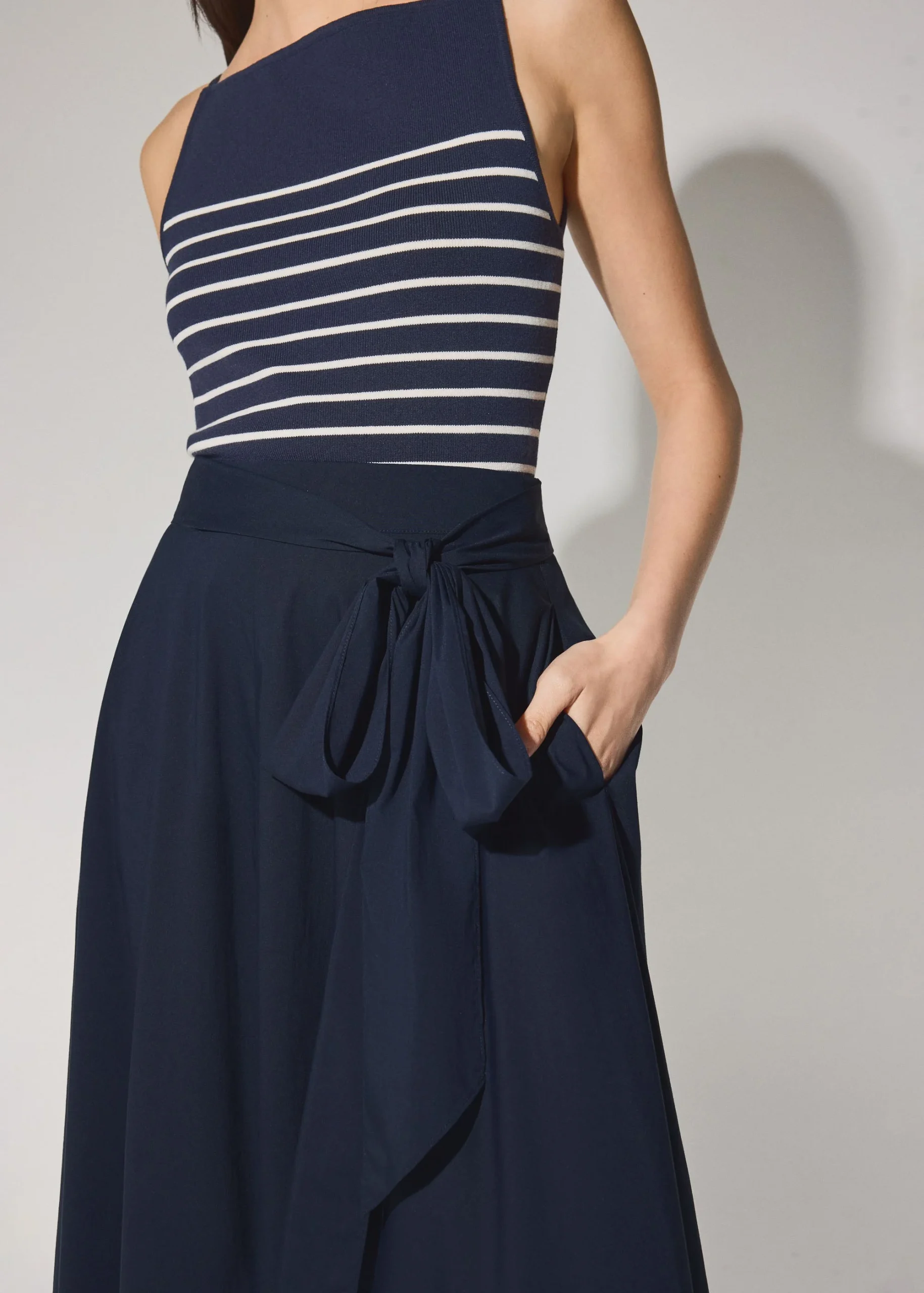 Cotton Side Tie Flare Floor Length Skirt - Image 5