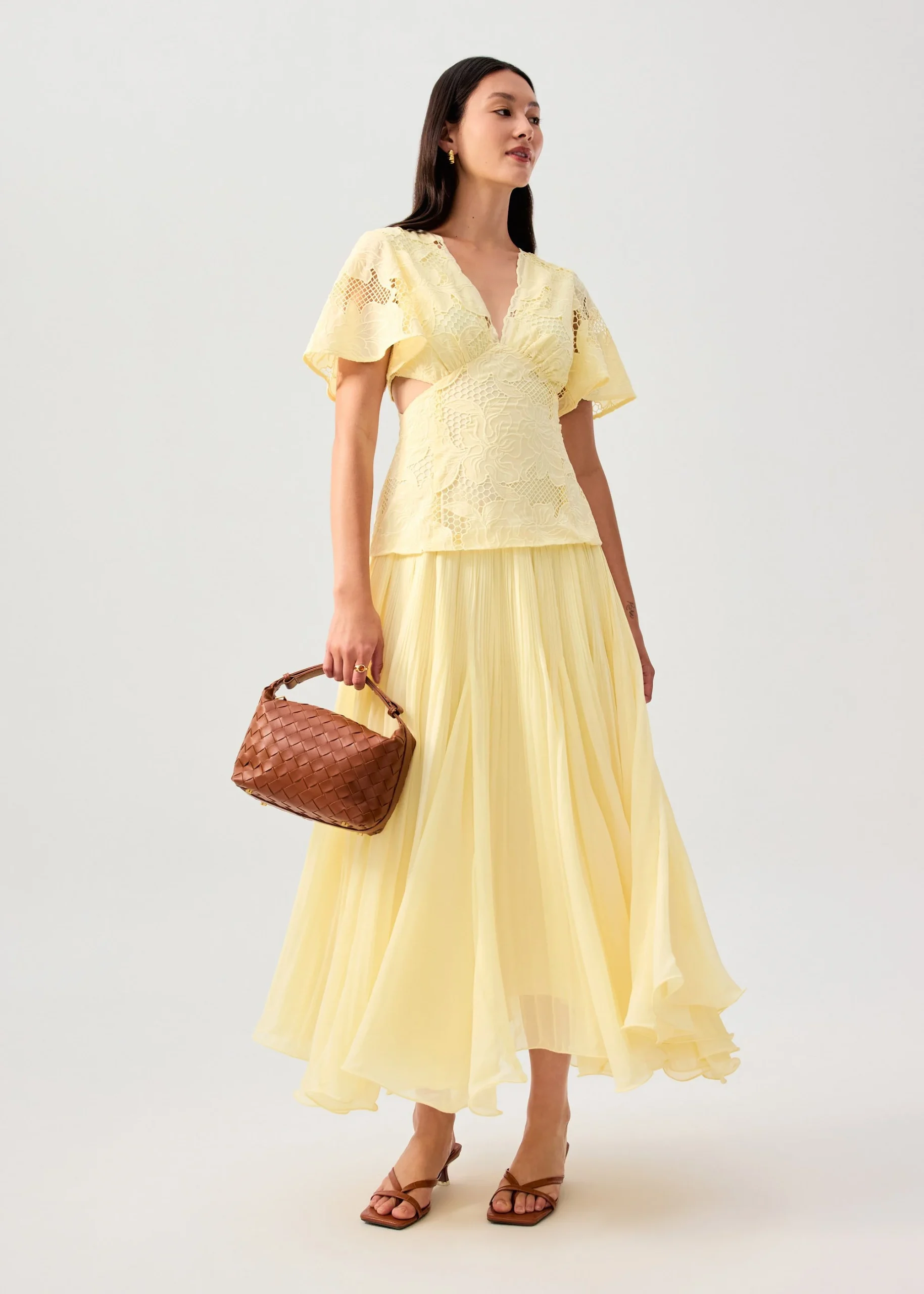 V-Neck Bell Sleeve Fit & Flare Maxi Dress - Image 4