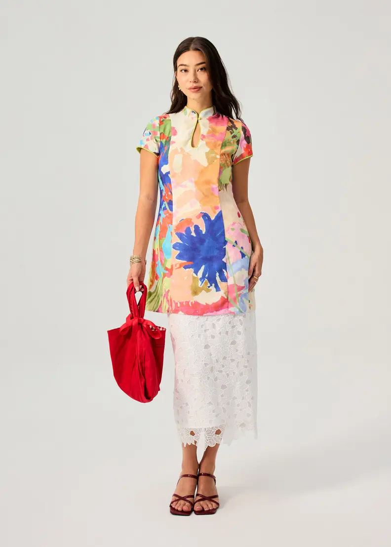 Mini Cheongsam in Vivid Blooms - Image 2