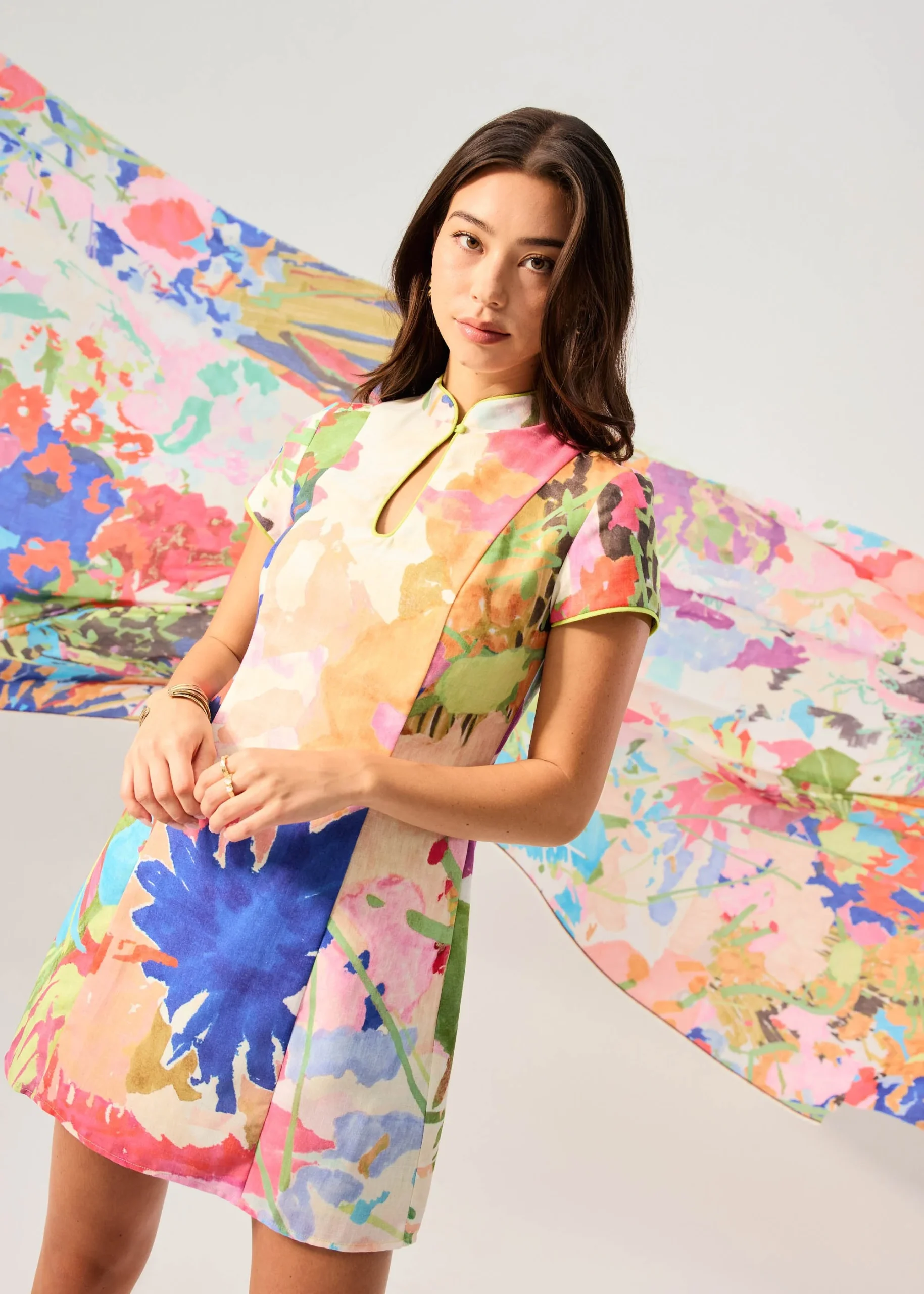 Mini Cheongsam in Vivid Blooms - Image 4