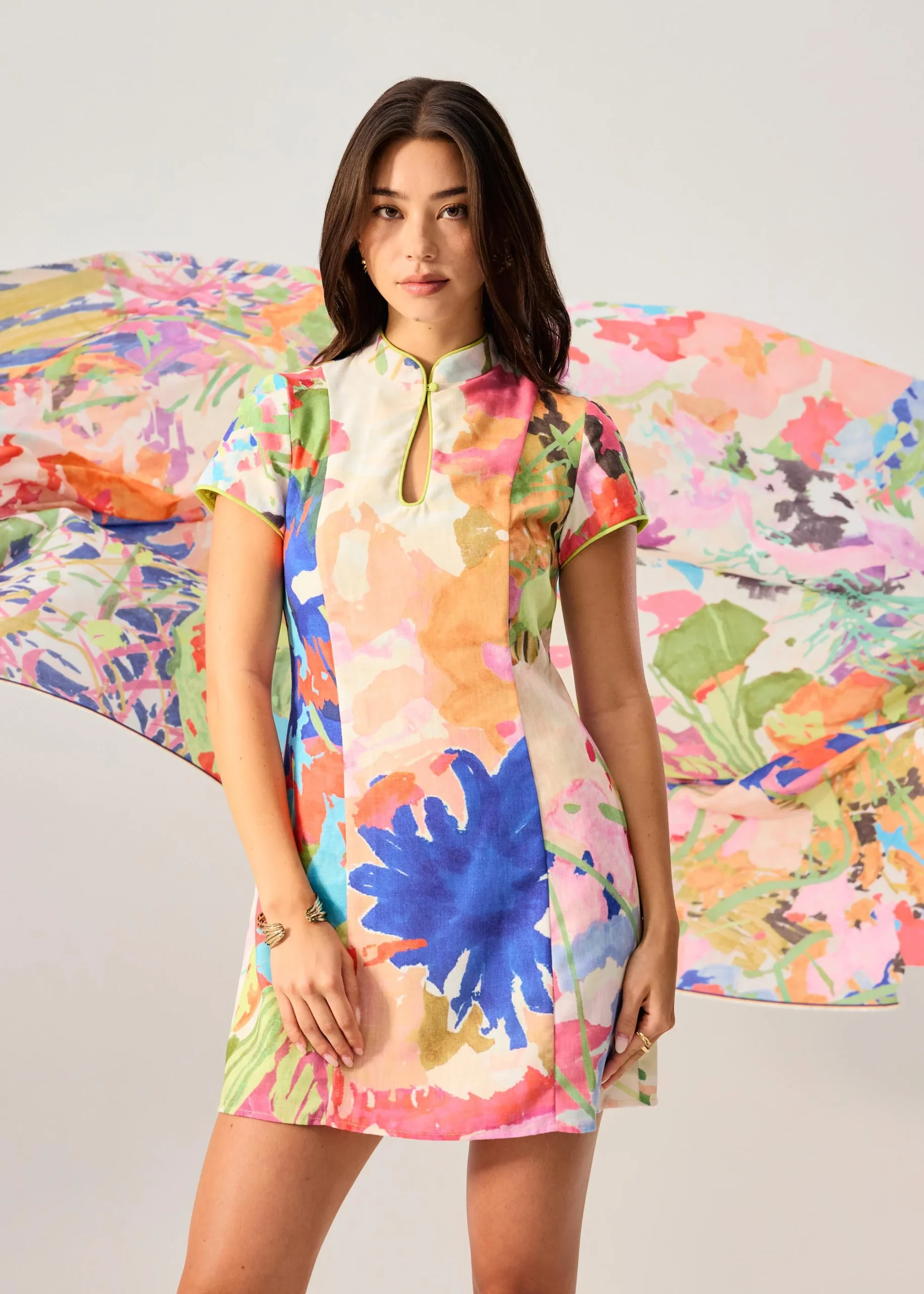 Mini Cheongsam in Vivid Blooms