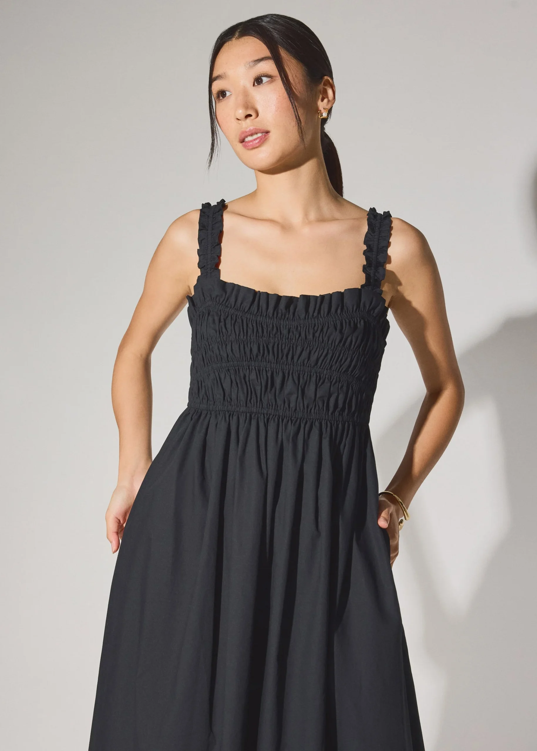 Cotton Ruched Sweetheart Fit & Flare Maxi Dress - Image 4